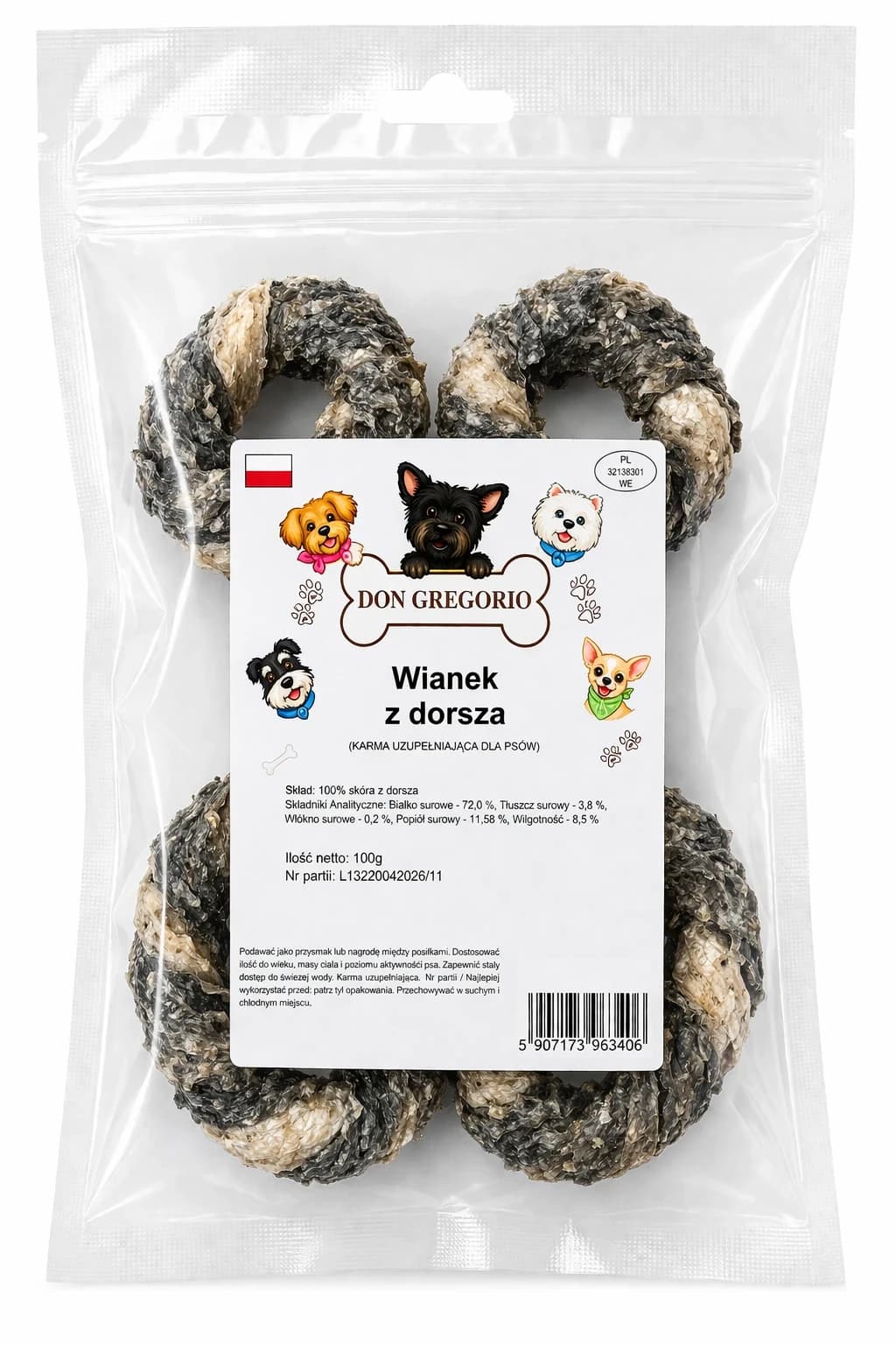 WIANEK ZE SKÓRY DORSZA