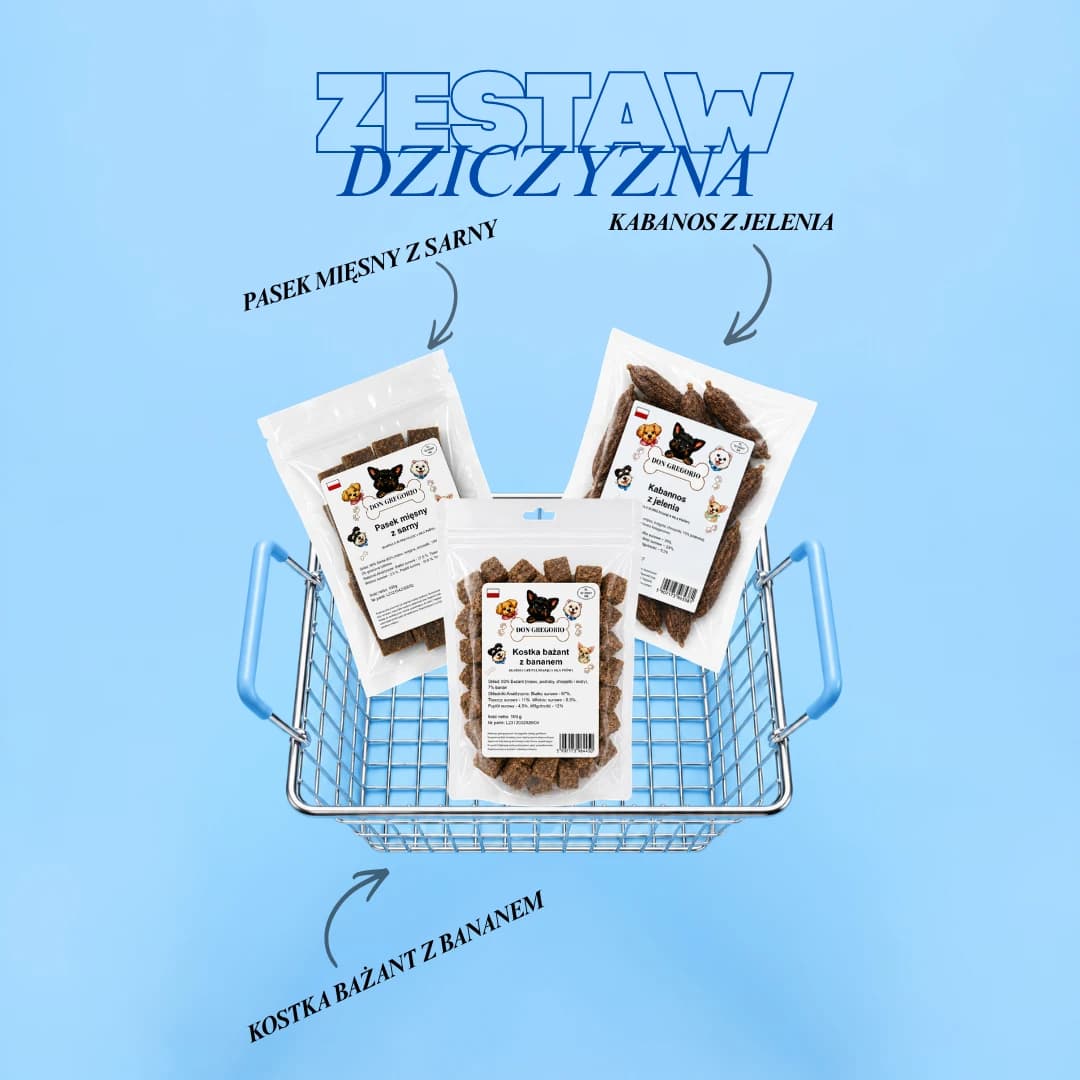 DON GREGORIO Zestaw Przysmaków z Dziczyzny dla Psa 3x100g – Sarna, Jeleń, Bażant 1